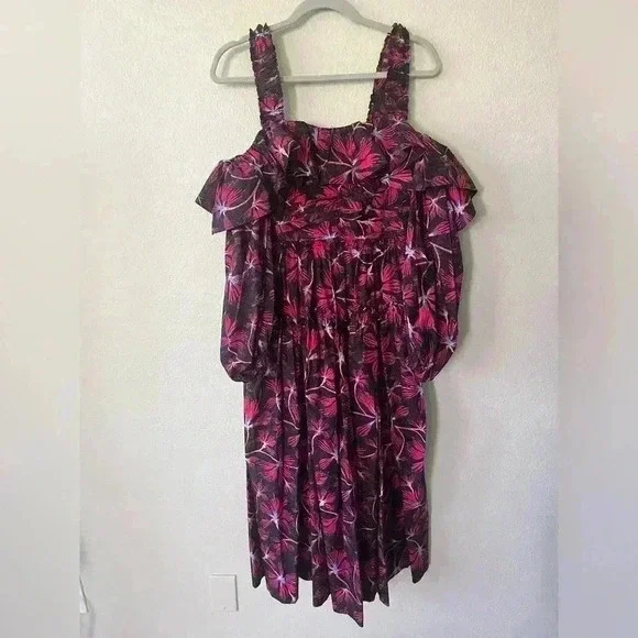 ULLA JOHNSON Caprice floral cotton poplin midi dress Women’s Size 2 NWOT - Picture 3 of 16